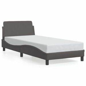 vidaXL szürke műbőr ágykeret fejtámlával 90 x 200 cm kép