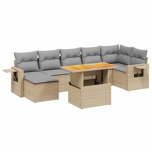 vidaXL 8 részes bézs polyrattan kerti ülőgarnitúra párnával kép
