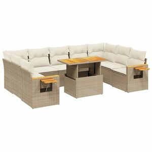 vidaXL 10 részes bézs polyrattan kerti ülőgarnitúra párnával kép