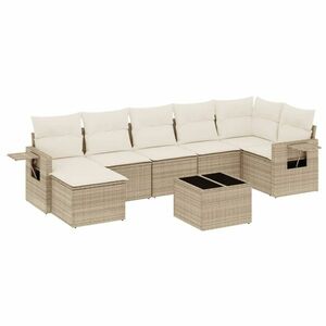 vidaXL 8 részes bézs polyrattan kerti ülőgarnitúra párnával kép