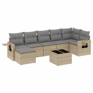 vidaXL 8 részes bézs polyrattan kerti ülőgarnitúra párnával kép