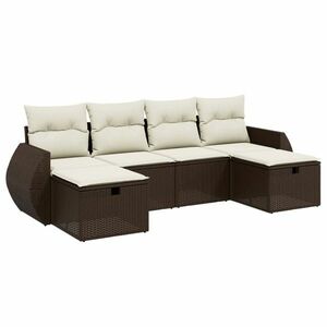vidaXL 6 részes barna polyrattan kerti ülőgarnitúra párnával kép