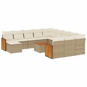 vidaXL 13 részes bézs polyrattan kerti ülőgarnitúra párnákkal kép