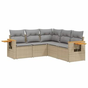 vidaXL 5 részes bézs polyrattan kerti ülőgarnitúra párnákkal kép