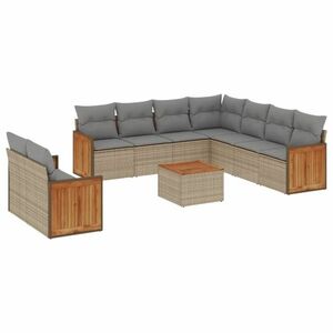 vidaXL 10 részes bézs polyrattan kerti ülőgarnitúra párnával kép