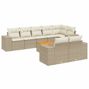 vidaXL 9-részes bézs polyrattan kerti ülőgarnitúra párnákkal kép