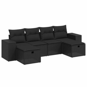 vidaXL 6 részes fekete polyrattan kerti ülőgarnitúra párnákkal kép