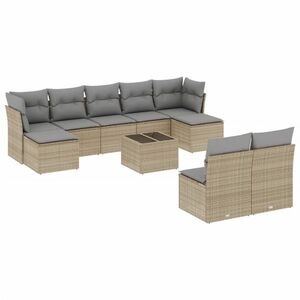 vidaXL 10 részes bézs polyrattan kerti ülőgarnitúra párnával kép