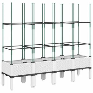 vidaXL fehér polipropilén rácsos kerti ültetőláda 160 x 40 x 142, 5 cm kép