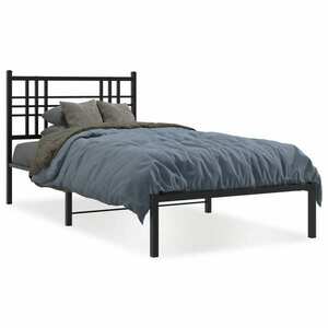 Fekete fém ágykeret fejtámlával 90 x 190 cm kép