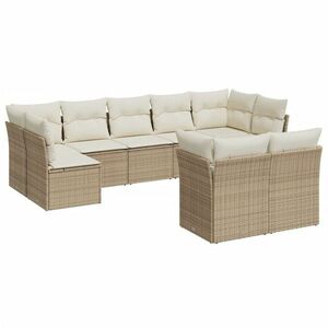 vidaXL 9-részes bézs polyrattan kerti ülőgarnitúra párnákkal kép