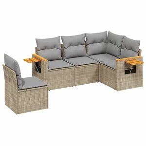 vidaXL 5 részes bézs polyrattan kerti ülőgarnitúra párnákkal kép