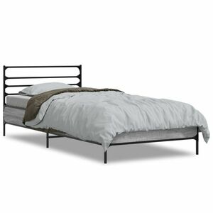 vidaXL sonoma tölgyszínű szerelt fa és fém ágykeret 90 x 200 cm kép