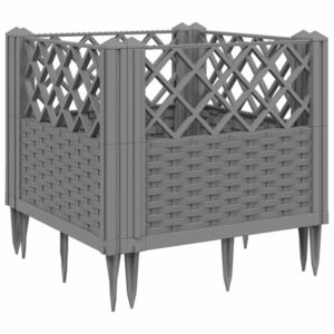 vidaXL világosszürke PP kerti virágláda cövekekkel 43, 5x43, 5x43, 5 cm kép