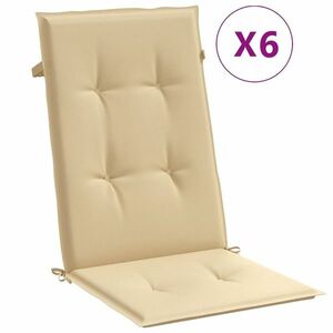 vidaXL 6 db melange bézs szövet magas háttámlájú székpárna 120x50x4 cm kép
