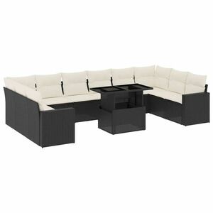vidaXL 11 részes fekete polyrattan kerti ülőgarnitúra párnákkal kép