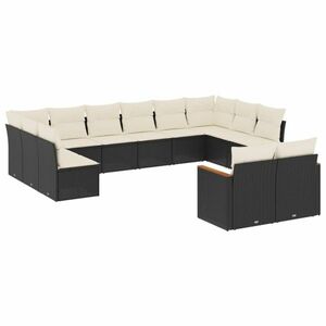 vidaXL 12 részes fekete polyrattan kerti ülőgarnitúra párnákkal kép