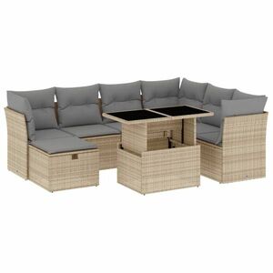 vidaXL 8 részes bézs polyrattan kerti ülőgarnitúra párnával kép