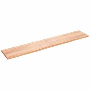 vidaXL világosbarna kezelt tömör tölgyfa fali polc 220 x 40 x (2-4) cm kép