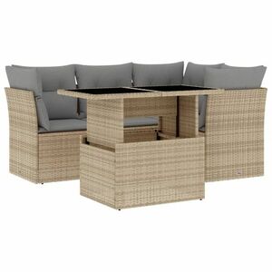 vidaXL 5 részes bézs polyrattan kerti ülőgarnitúra párnákkal kép