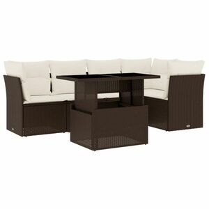 vidaXL 6 részes barna polyrattan kerti ülőgarnitúra párnával kép