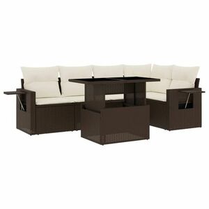 vidaXL 6 részes barna polyrattan kerti ülőgarnitúra párnával kép