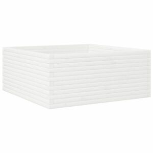 vidaXL fehér tömör fenyőfa kerti virágláda 110 x 110 x 46 cm kép
