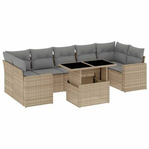 vidaXL 8 részes bézs polyrattan kerti ülőgarnitúra párnával kép