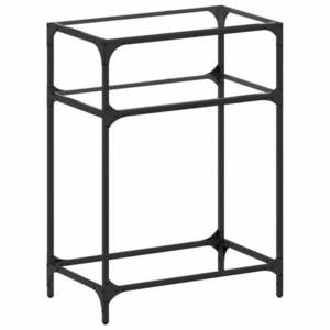vidaXL acél tálalóasztal átlátszó üveglappal 60 x 35 x 81 cm kép