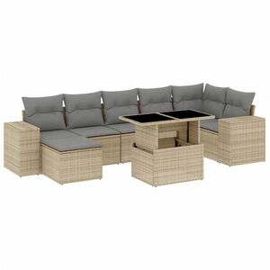 vidaXL 8 részes bézs polyrattan kerti ülőgarnitúra párnával kép