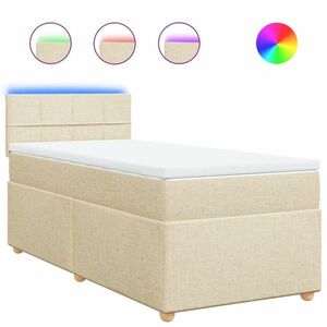 vidaXL krémszínű szövet rugós ágy matraccal 90 x 200 cm kép