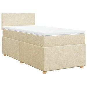 vidaXL krémszínű szövet rugós ágy matraccal 90 x 200 cm kép