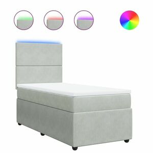 vidaXL világosszürke bársony rugós ágy matraccal 90 x 200 cm kép