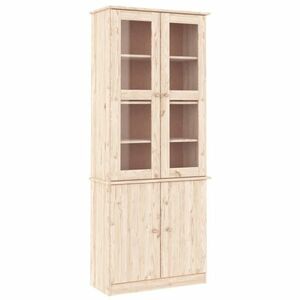 vidaXL ALTA tömör fenyőfa üvegvitrin 77x35x186, 5 cm kép