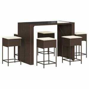 7 részes barna polyrattan kerti bárszett kép