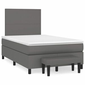 vidaXL szürke műbőr rugós ágy matraccal 120x190 cm kép