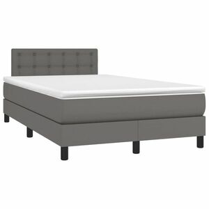 vidaXL szürke műbőr rugós ágy matraccal 120x190 cm kép