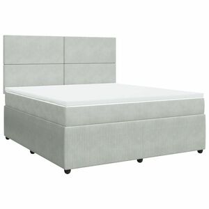 vidaXL világosszürke bársony rugós ágy matraccal 180x200 cm kép