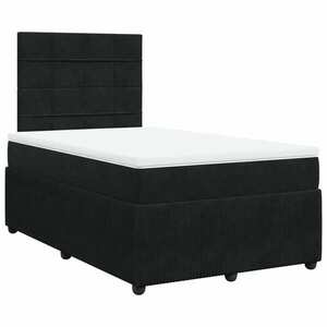 vidaXL fekete bársony rugós ágy matraccal 120x190 cm kép