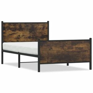 vidaXL füstös tölgy színű fém ágykeret matrac nélkül 100 x 200 cm kép
