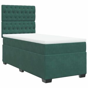 vidaXL sötétzöld bársony rugós ágy matraccal 90x190 cm kép