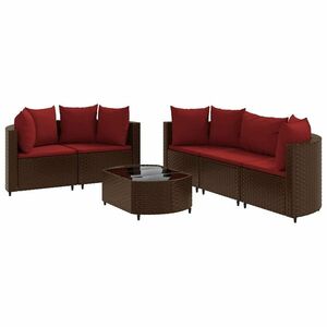 vidaXL 6 részes barna polyrattan kerti ülőgarnitúra párnával kép
