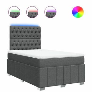 vidaXL sötétszürke szövet rugós ágy matraccal 120 x 190 cm kép