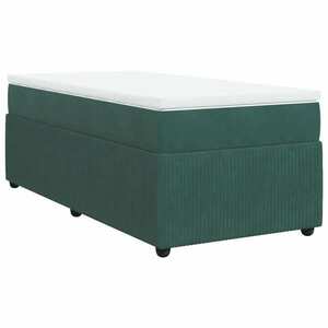 vidaXL sötétzöld bársony rugós ágy matraccal 90x190 cm kép
