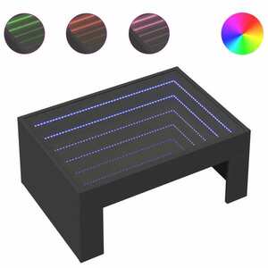 vidaXL fekete végtelen hatású LED-es dohányzóasztal 70 x 50 x 30 cm kép