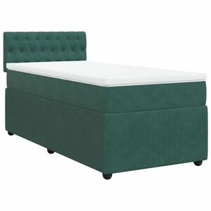 vidaXL sötétzöld bársony rugós ágy matraccal 90x190 cm kép