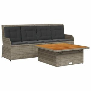 vidaXL 3 részes szürke polyrattan kerti ülőgarnitúra párnákkal kép