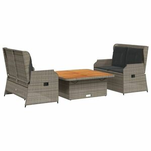 vidaXL 3 részes szürke polyrattan kerti ülőgarnitúra párnákkal kép