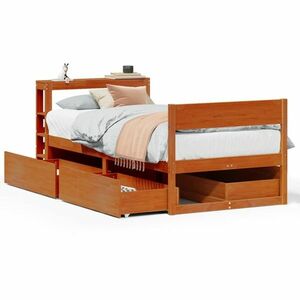 vidaXL viaszbarna tömör fenyőfa ágy matrac nélkül 75 x 190 cm kép