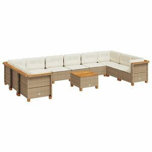 vidaXL 11 részes bézs polyrattan kerti ülőgarnitúra párnákkal kép